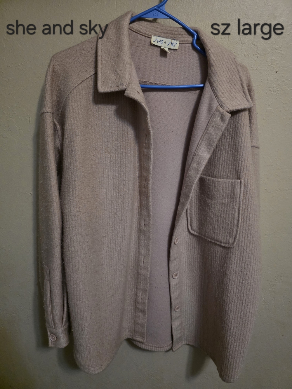 She and Sky Cream Ribbed Button-Front Cardigan Jacket
